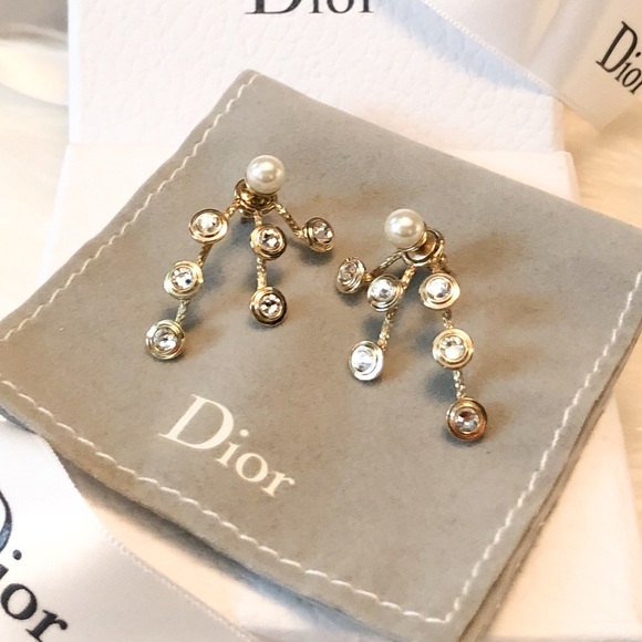 Dior Mis En Dior Crystal & Pearl Spray Earrings - Picture 3 of 6